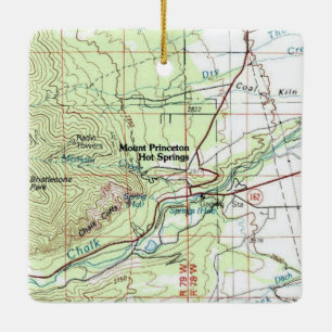 Ornement En Céramique Carte du mont Princeton Hot Springs Topo