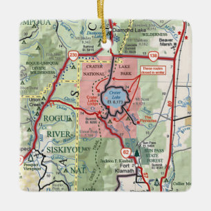 Ornement En Céramique Carte du parc national du lac Crater