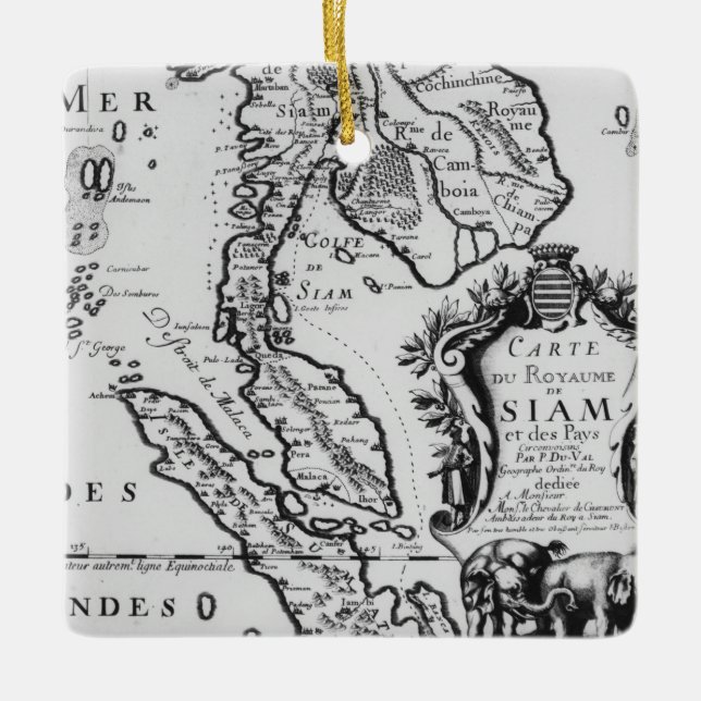 Ornement En Céramique Carte du royaume du Siam (Devant)