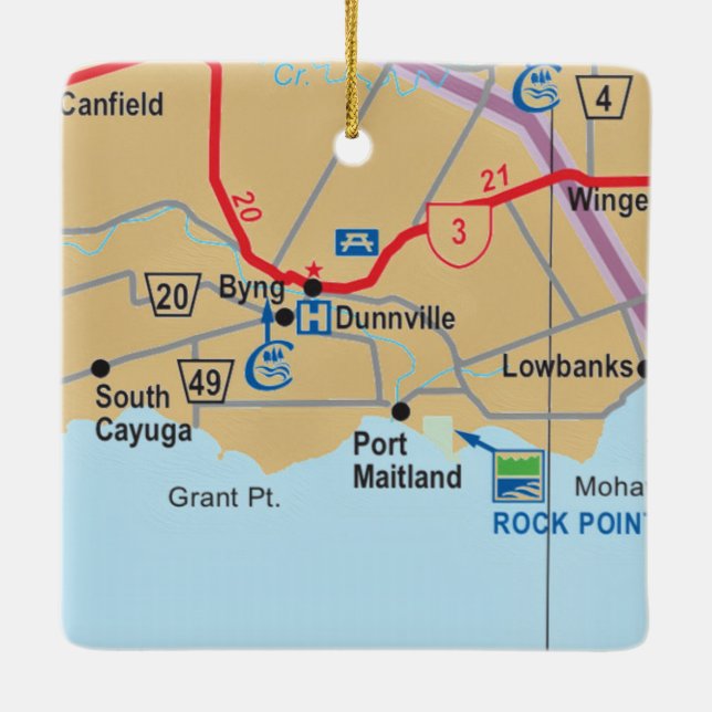 Ornement En Céramique Carte Dunnville Ontario (Dos)