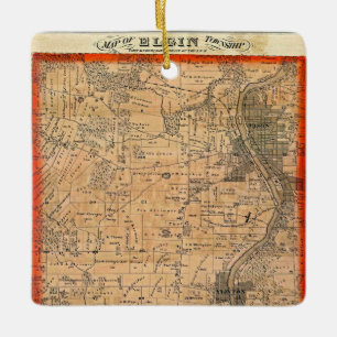 Ornement En Céramique Carte Elgin Illinois 1871