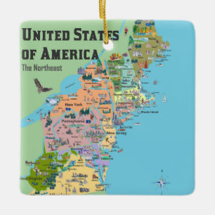 Ornement En Céramique Carte est du nord des Etats-Unis d'Amérique
