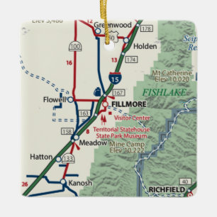 Ornement En Céramique Carte Fillmore Utah