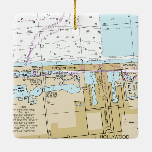 Ornement En Céramique Carte Hollywood Beach Florida (Dos)