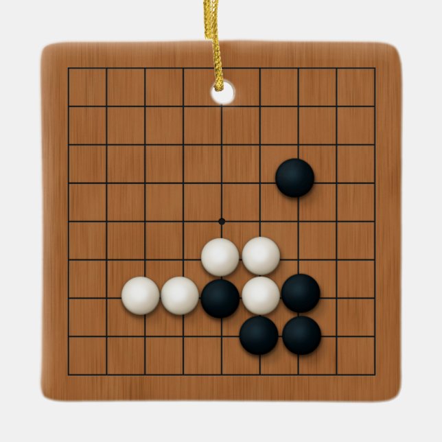 Ornement En Céramique Carte Igo 9x9 avec pierres personnalisées (Devant)