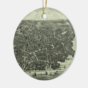 Ornement En Céramique Carte imagée vintage de Marblehead mA (1882)