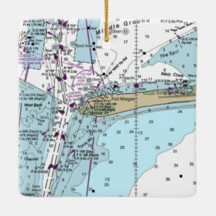 Ornement En Céramique Carte marine de Fort Morgan AL