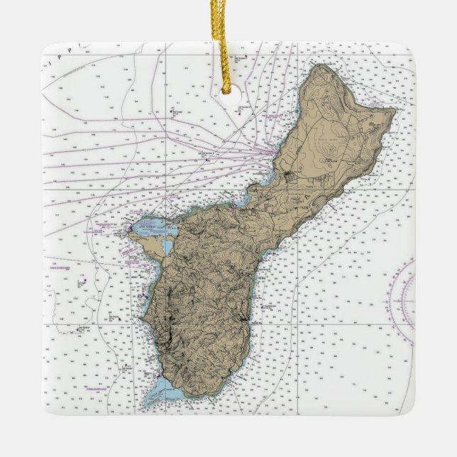 Ornement En Céramique Carte marine de l'île de Guam (Devant)