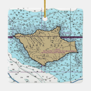 Ornement En Céramique Carte marine de l'île de père Noël Rosa
