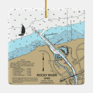 Ornement En Céramique Carte marine de l'Ohio dans la rivière Rocky