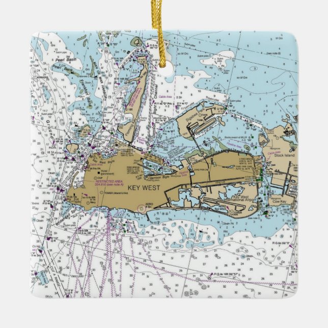 Ornement En Céramique Carte marine de l'Ouest (Devant)
