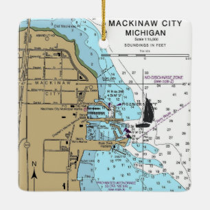Ornement En Céramique Carte marine de Mackinaw City MI