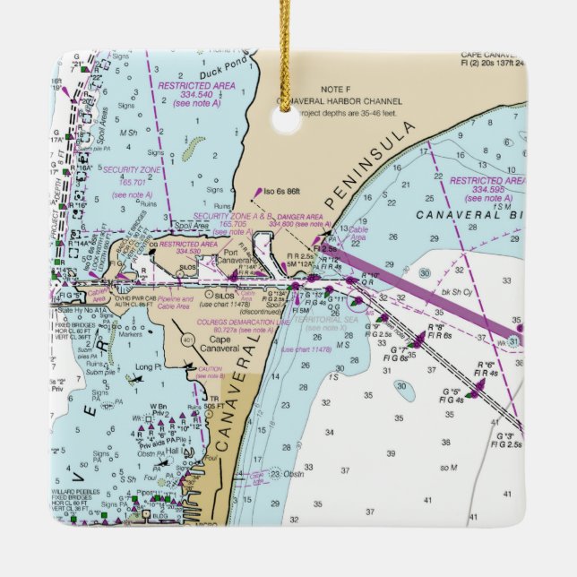 Ornement En Céramique Carte marine du cap Canaveral (Dos)