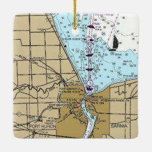 Ornement En Céramique Carte marine du Michigan de Port Huron