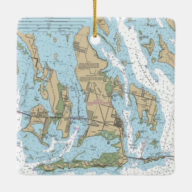 Ornement En Céramique Carte marine Floride Big Pine Key (Dos)