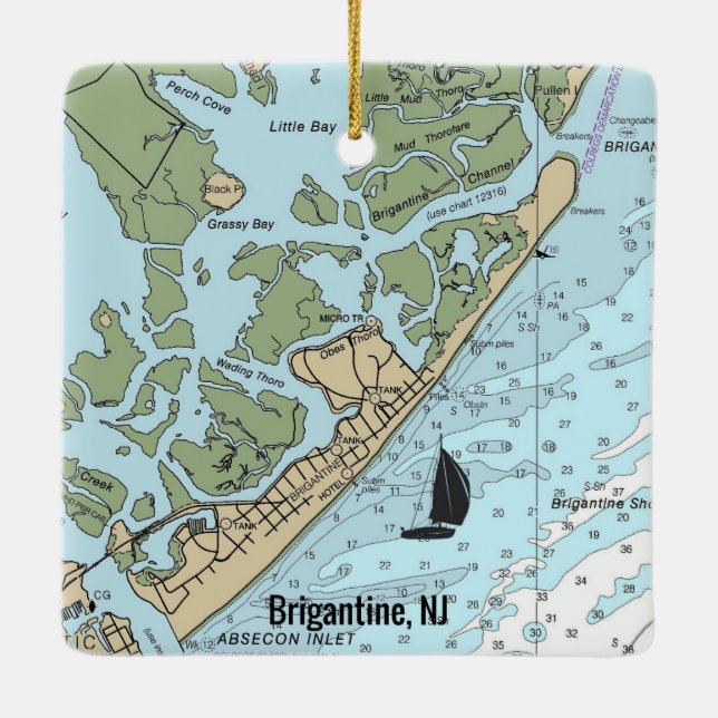 Ornement En Céramique Carte marine NJ Brigantine (Dos)
