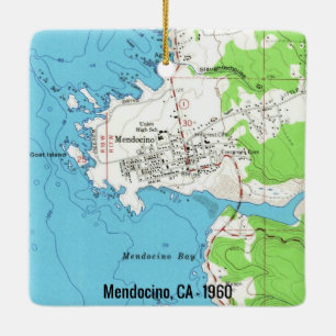 Ornement En Céramique Carte Mendocino CA 1960