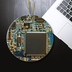 Ornement En Céramique Carte mère de disque dur d'ordinateur - Bleu