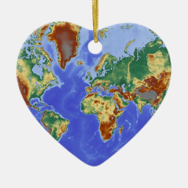 Ornement En Céramique Carte mondiale géographique internationale (Devant)