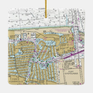 Ornement En Céramique Carte nautique de Fort Lauderdale