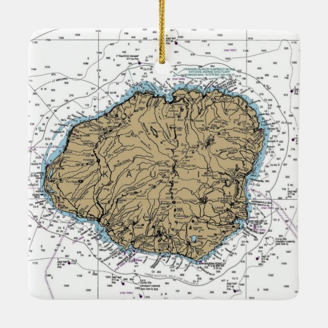 Ornement En Céramique Carte nautique Kauai Hawaii (Dos)