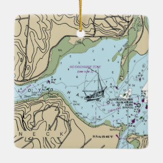 Ornement En Céramique Carte nautique Lloyd Harbour NY