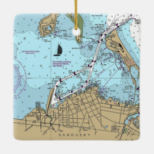 Ornement En Céramique Carte nautique Sandusky OH