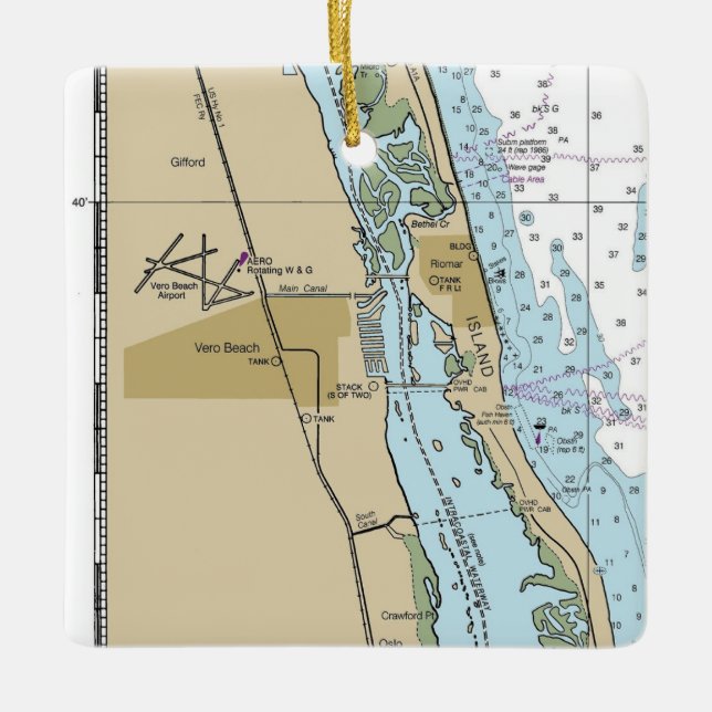 Ornement En Céramique Carte nautique Vero Beach Floride (Devant)