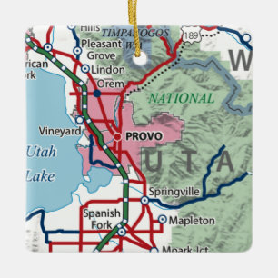Ornement En Céramique Carte Provo Utah