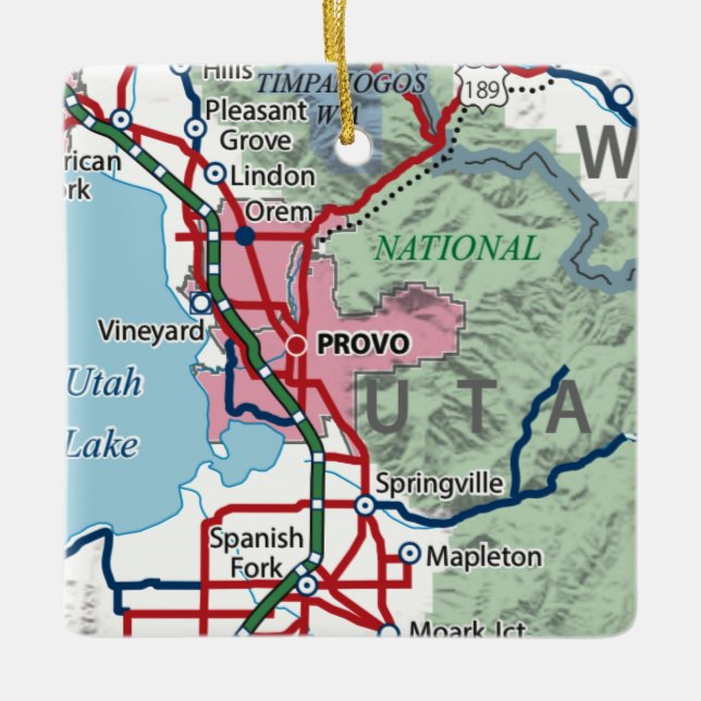 Ornement En Céramique Carte Provo Utah (Devant)