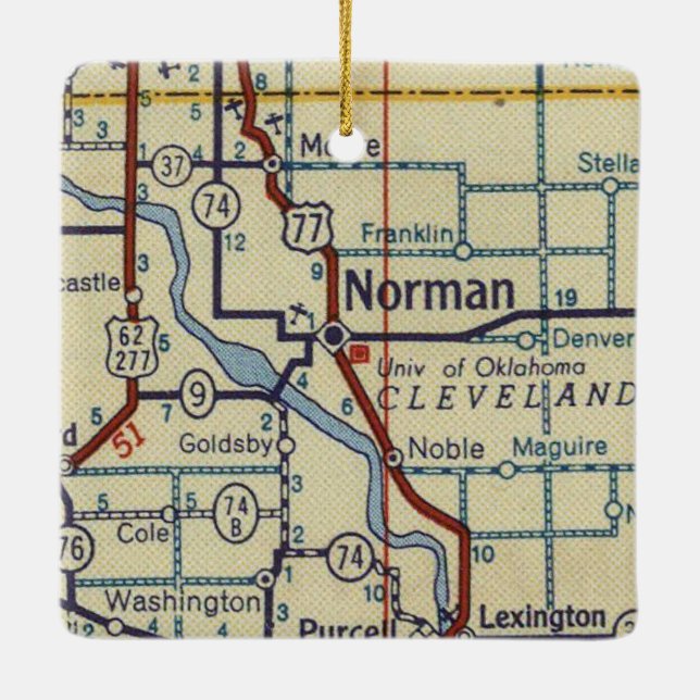 Ornement En Céramique Carte rétro Norman OK (Dos)