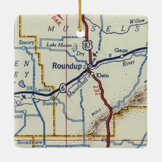 Ornement En Céramique Carte Roundup Montana Vintage (Dos)