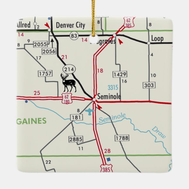 Ornement En Céramique Carte routière de Seminole TX (Dos)