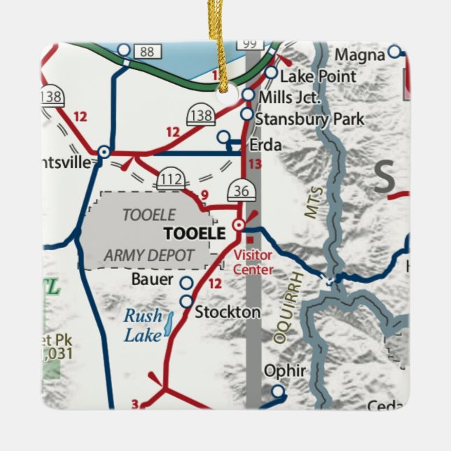 Ornement En Céramique Carte Tooele Utah (Devant)