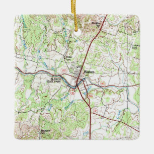 Ornement En Céramique Carte topo Blanco TX