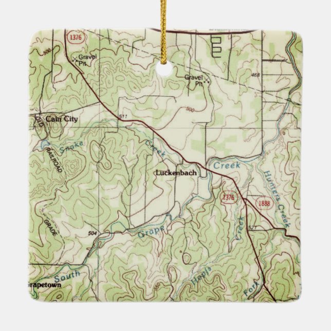 Ornement En Céramique Carte topo de Luckenbach (Dos)