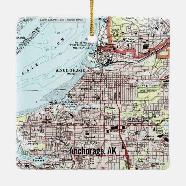 Ornement En Céramique Carte topologique de l'Alaska (Dos)