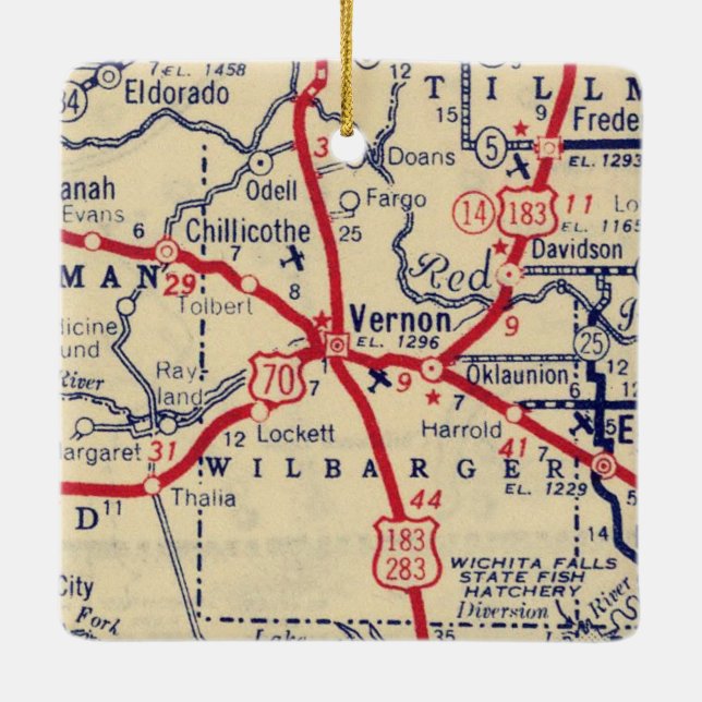 Ornement En Céramique Carte Vernon TX 1941 (Dos)