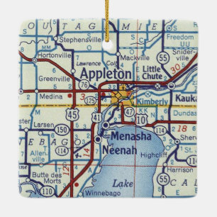 Ornement En Céramique Carte Vintage Appleton WI