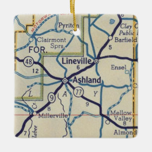 Ornement En Céramique Carte Vintage Ashland AL