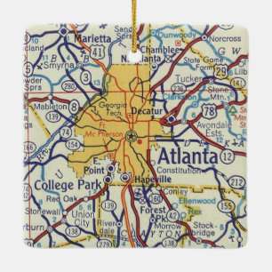 Ornement En Céramique Carte Vintage Atlanta
