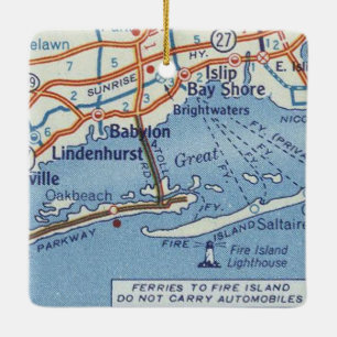 Ornement En Céramique Carte Vintage Babylon NY