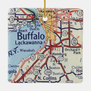 Ornement En Céramique Carte Vintage Buffalo NY