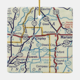 Ornement En Céramique Carte Vintage Chipley FL