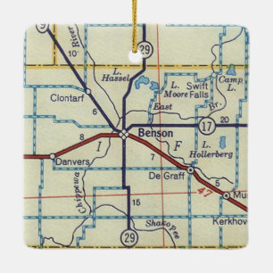 Ornement En Céramique Carte Vintage de Benson Minnesota