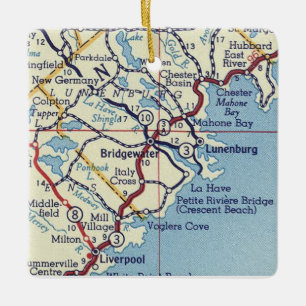 Ornement En Céramique Carte Vintage de Bridgewater NS