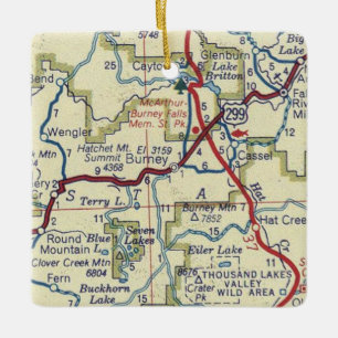 Ornement En Céramique Carte Vintage de Burney CA