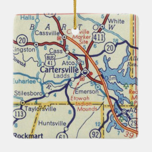 Ornement En Céramique Carte Vintage de Cartersville