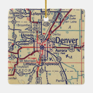 Ornement En Céramique Carte Vintage de Denver 1948