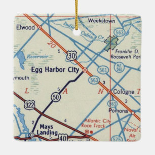 Ornement En Céramique Carte Vintage de Egg Harbour City